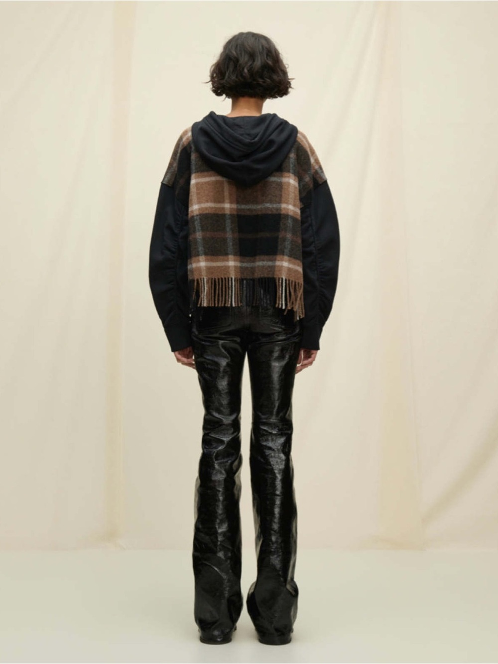Dorothee Schumacher Casual Coolness Hoodie Sweater Size S (2) Plaid Fringe Fall